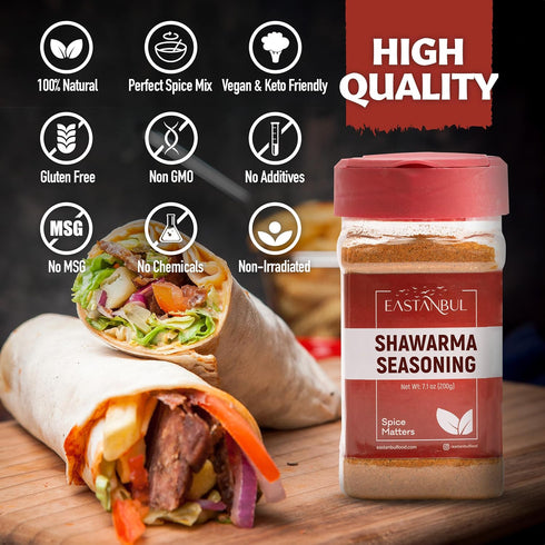Eastanbul Shawarma Seasoning 7.1oz Shawarma Spice Blend, All-in-One Baharat Spice Blend of Middle Eastern Spices & Mediterranean Spices, Perfect f...